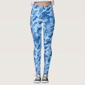 Camouflage Blues gedruckt Dame Leggings (Vorderseite)