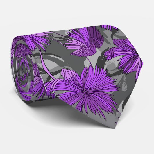 Camouflage-Blumen grauer Single-Mit Blumenside Krawatte (Gerollt)