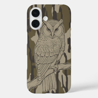 Camouflage Bottland Owl auf Zweig Vintag iPhone 16 Hülle