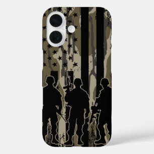 Camouflage Bottomland - Amerikanische Flagge & Sol iPhone 16 Hülle