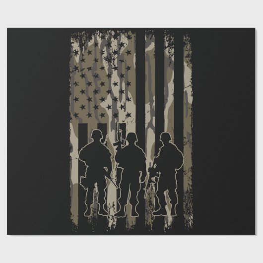Camouflage Bottomland - Amerikanische Flagge & Sol Geschenkpapier (Flach)