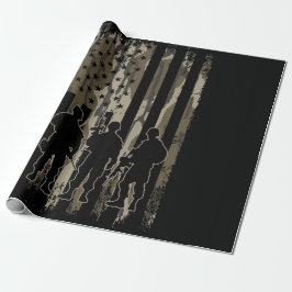 Camouflage Bottomland - Amerikanische Flagge & Sol Geschenkpapier