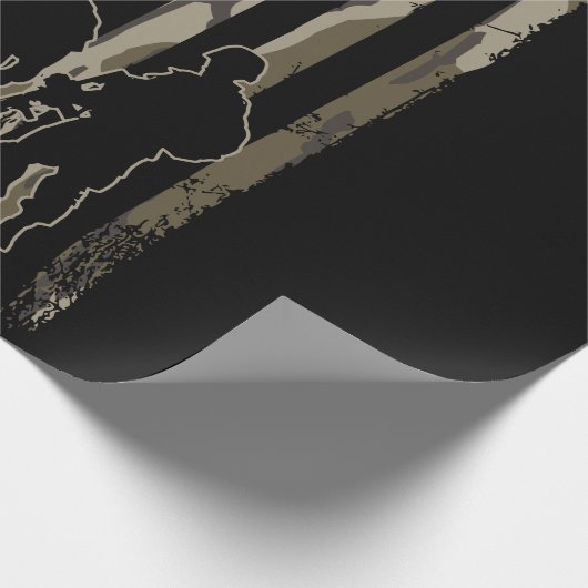 Camouflage Bottomland - Amerikanische Flagge & Sol Geschenkpapier (Ecke)