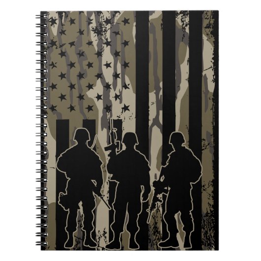 Camouflage Bottomland - Amerikanische Flagge & Sol Notizblock (Vorderseite)