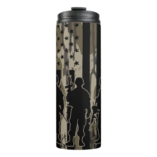Camouflage Bottomland - Amerikanische Flagge & Sol Thermosbecher (Vorderseite)