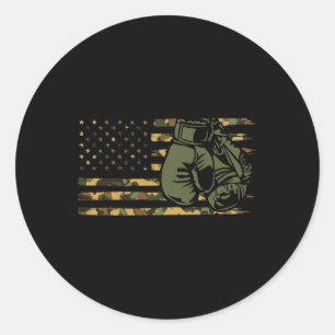 Camouflage Boxing - US-Flagge für Boxer - amerikan Runder Aufkleber