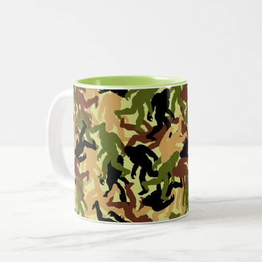 Camouflage Camouflage Bigfoot Gemustert Jagd Zweifarbige Tasse (Vorderseite Links)