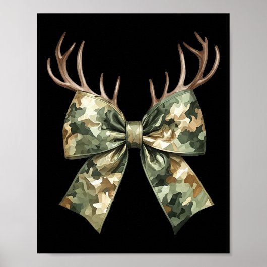 Camouflage Camouflage Coquette Bow Jagd Hirschjäge Poster (Vorne)