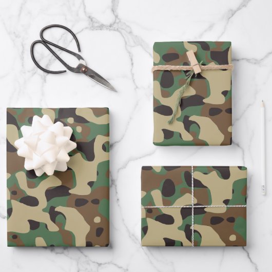 Camouflage Camouflage Green Brown Beige Heer Milit Geschenkpapier Set (Vorderseite)