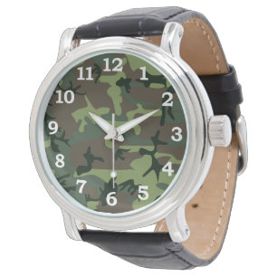 Camouflage Camouflage Grünbraunes Muster Armbanduhr