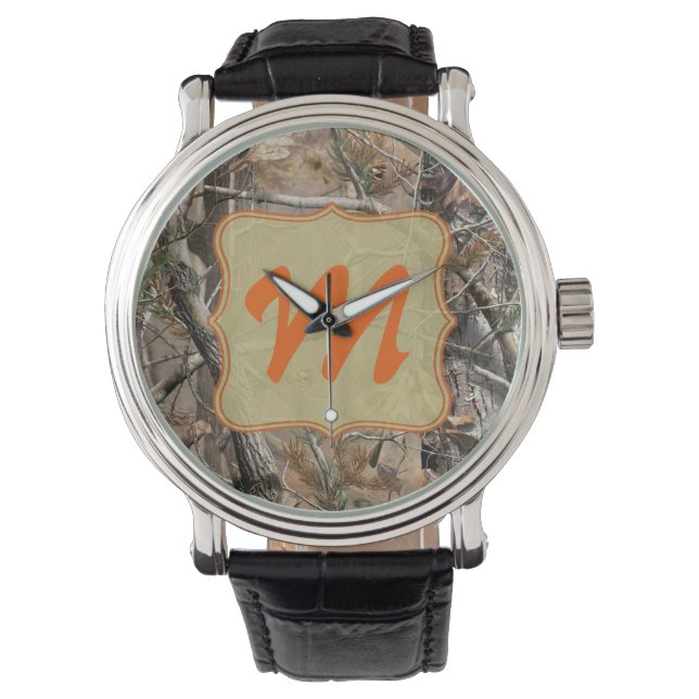 Camouflage Camouflage Jagen Echtleder-Band-Uhr Armbanduhr (Vorderseite)