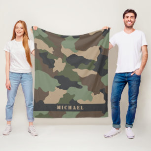 Camouflage Camouflage Military Khaki Green Tan Mon Fleecedecke