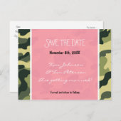 Camouflage Camouflage & Pink Postcard Save the Dat Ankündigungspostkarte (Vorne/Hinten)
