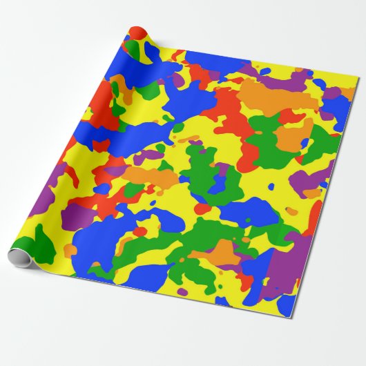 Camouflage Camouflage Regenbogen farbig Geschenkpapier (Ungerollt)