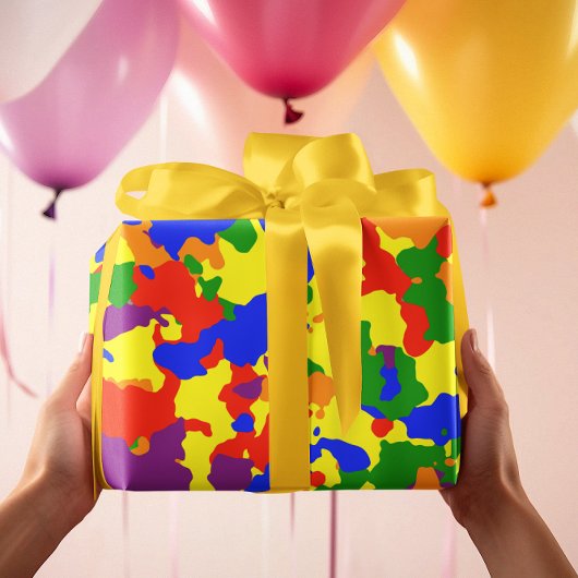 Camouflage Camouflage Regenbogen farbig Geschenkpapier