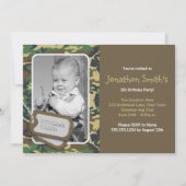 Camouflage / Camouflage Thema Foto Geburtstag Einladung (Vorderseite)