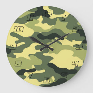 Camouflage Camping Jagd auf Green Camouflage Große Wanduhr