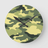 Camouflage Camping Jagd auf Green Camouflage Runde Wanduhr (Vorderseite)
