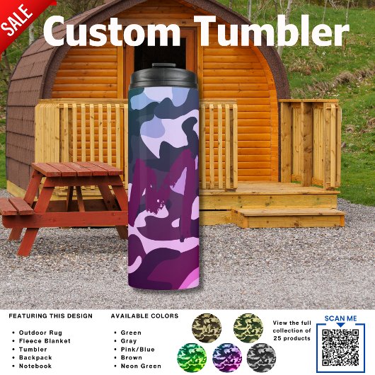 Camouflage Camping PINK Personalisiert Reisen Thermosbecher