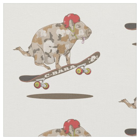Camouflage Capybara Skateboarding Stoff (Nahaufnahme)
