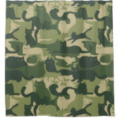 Camouflage Cats | Army Green Kitty Cats Camouflage Duschvorhang (Vorderseite)