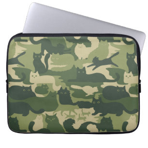 Camouflage Cats Pattern Army Green Kitats Camoufla Laptopschutzhülle