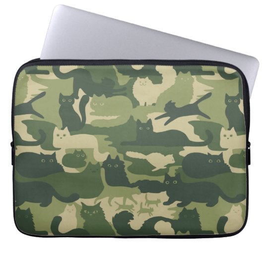 Camouflage Cats Pattern Army Green Kitats Camoufla Laptopschutzhülle (Vorderseite)