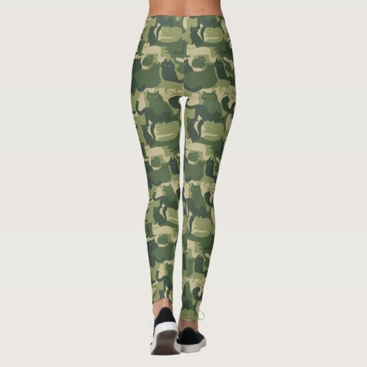 Camouflage Cats Pattern Army Green Kitats Camoufla Leggings (Rückseite)