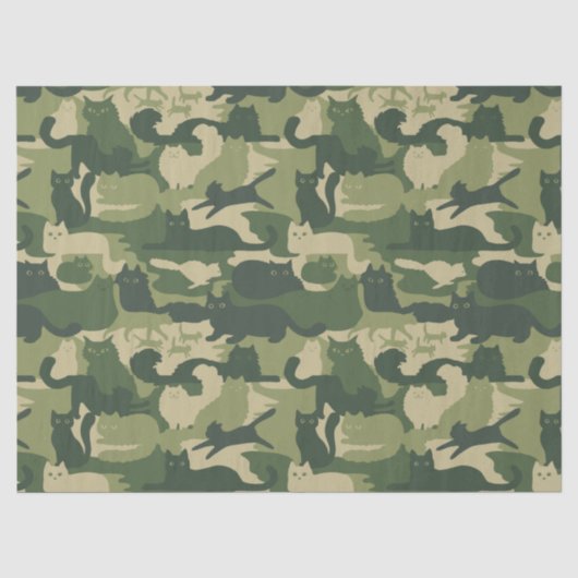 Camouflage Cats Pattern Army Green Kitats Camoufla Seidenpapier (Vorderseite)