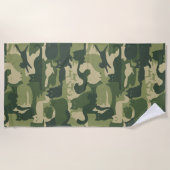 Camouflage Cats Pattern Army Green Kitats Camoufla Strandtuch (Vorderseite)