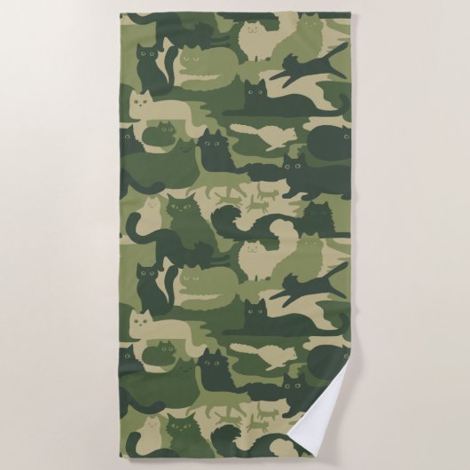 Camouflage Cats Pattern Army Green Kitats Camoufla Strandtuch (Vorderseite)