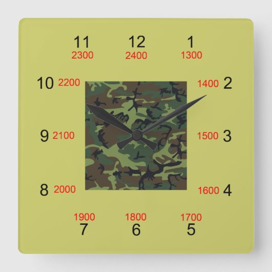 Camouflage-Center Militärzeitmauer Quadratische Wanduhr (Vorderseite)