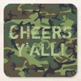 Camouflage Cheers Y'All Rechteckiger Pappuntersetzer