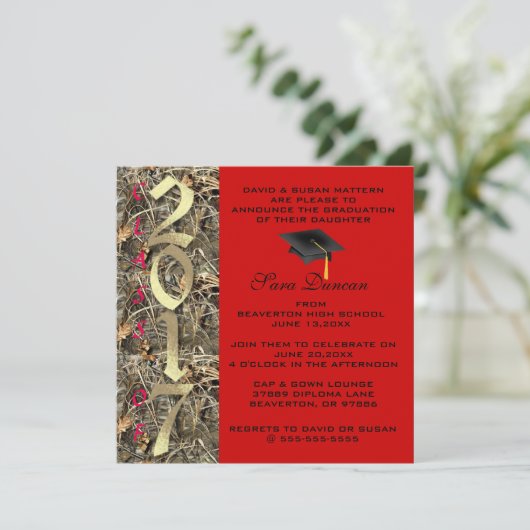 Camouflage Classic Elegant 2017 Abschluss Einladun Einladung (Stehend Vorderseite)