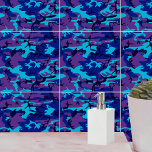 Camouflage Dark Blue & Lila Pattern Fliese<br><div class="desc">Personalisieren Sie diese Vorlage mit Ihrer Kunst oder Ihrem Foto und passen Sie sie nach Ihren Wünschen an. Das Produkt zeichnet sich durch ein blaues und lila Tarnmuster aus.</div>