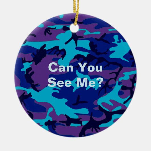 Camouflage Dark Blue & Lila Pattern Funny Zitat Keramik Ornament (Vorne)