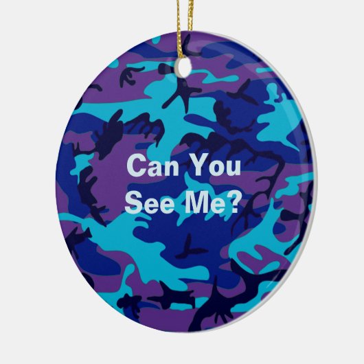 Camouflage Dark Blue & Lila Pattern Funny Zitat Keramik Ornament (Links)