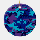 Camouflage Dark Blue & Lila Pattern Funny Zitat Keramik Ornament (Hinten)