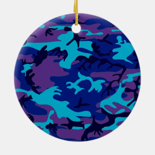 Camouflage Dark Blue & Lila Pattern Funny Zitat Keramik Ornament (Hinten)