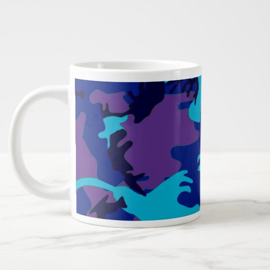 Camouflage Dark Blue & Lila Pattern Jumbo-Tasse (Links)