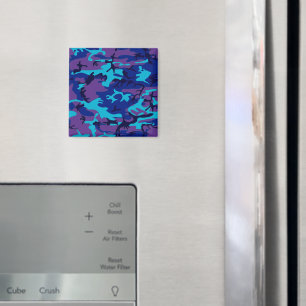 Camouflage Dark Blue & Lila Pattern Magnet