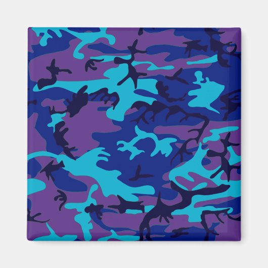 Camouflage Dark Blue & Lila Pattern Magnet (Vorne)