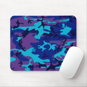 Camouflage Dark Blue & Lila Pattern Mousepad