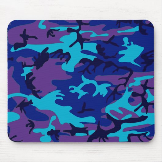 Camouflage Dark Blue & Lila Pattern Mousepad (Vorne)