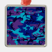 Camouflage Dark Blue & Lila Pattern Ornament Aus Metall (Vorne)