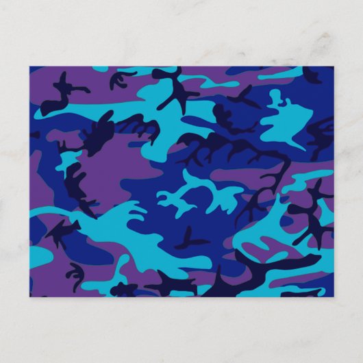 Camouflage Dark Blue & Lila Pattern Postkarte (Vorderseite)