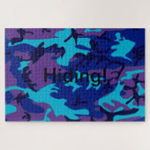 Camouflage Dark Blue & Lila Pattern Puzzle (Horizontal)