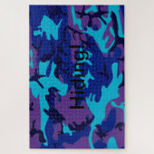 Camouflage Dark Blue & Lila Pattern Puzzle (Vertikal)