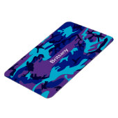 Camouflage Dark Blue und Lila Muster Name Magnet (Linke Seite)