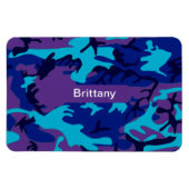 Camouflage Dark Blue und Lila Muster Name Magnet (Horizontal)